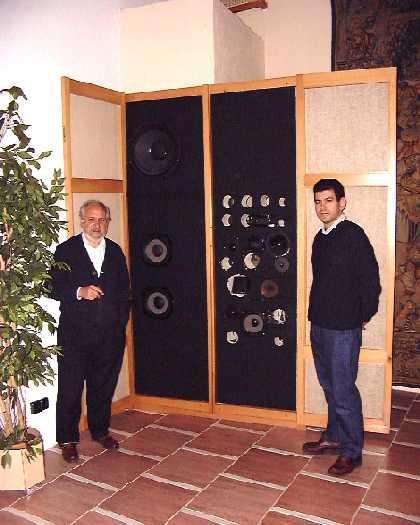 Ramn Rib and Joan Maeso in front of loudspeaker enclosures